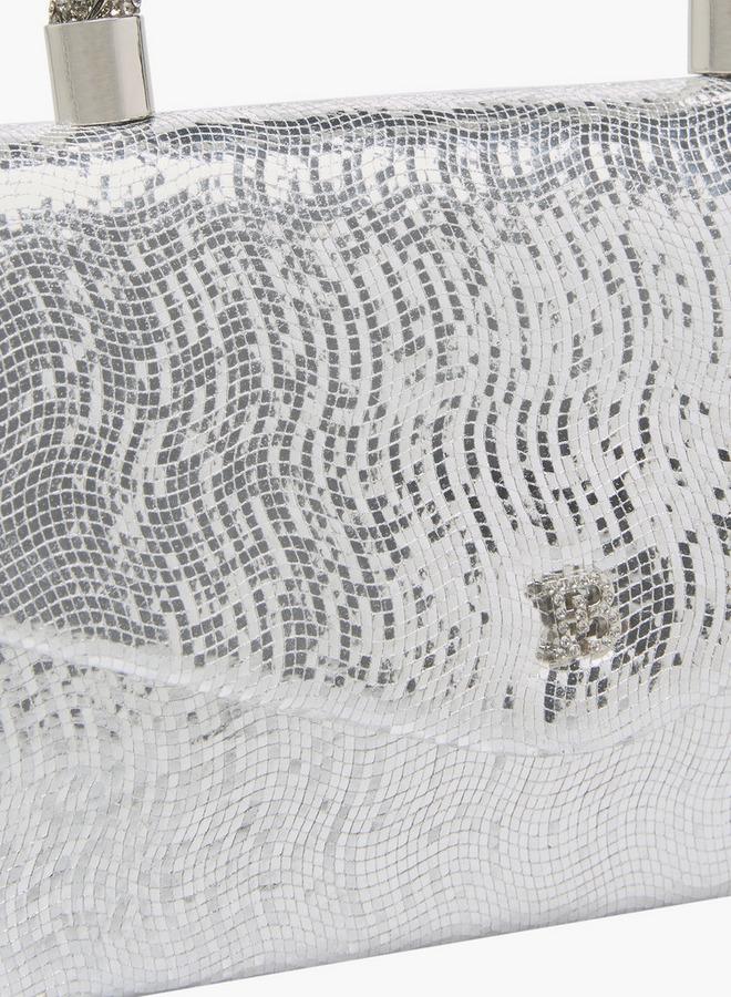 Flora Bella By Shoexpress Textured Satchel Bag With Button Closure Ramadan Collection - Image 4